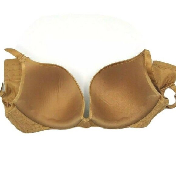 Cacique Smooth Satin Plunge Bra Underwire Size 44DDD French Almond - Picture 5 of 7